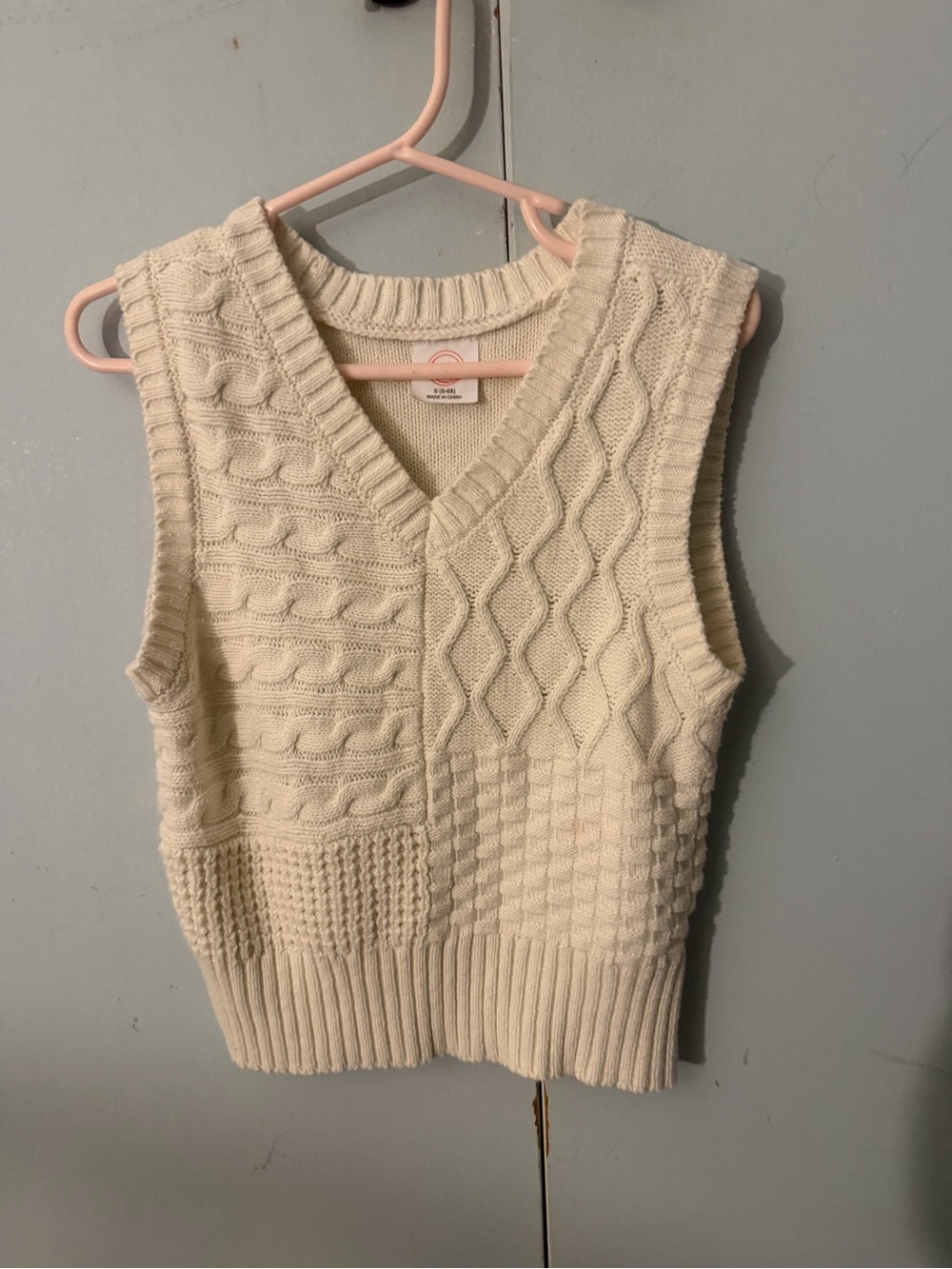 Wonder Nation Girls Cream Cable Knit Sweater Vest Size 6 6X
